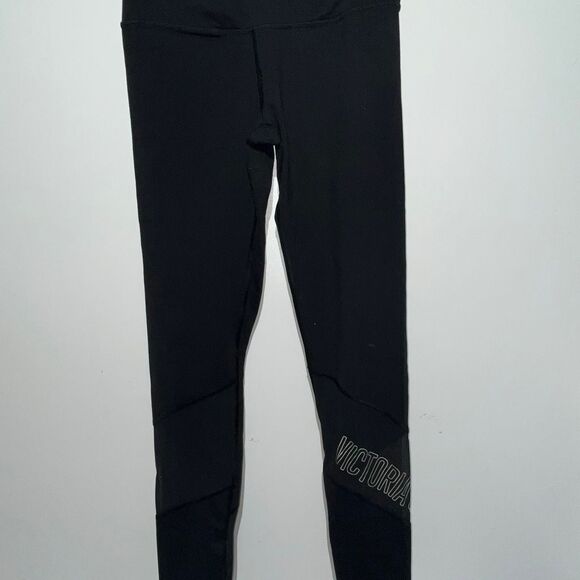 Victoria's Secret Sport Women's Black Knockout Mesh Trim Ankle Leggings Small - Picture 4 of 12
